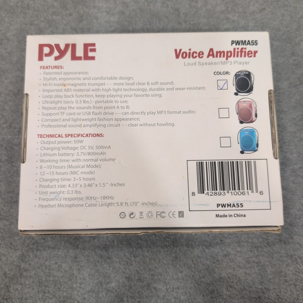 PYLE PWMA55 Voice Amplifier Loud Speaker MP3 Player Black Portable Microphone - Picture 2 of 4
